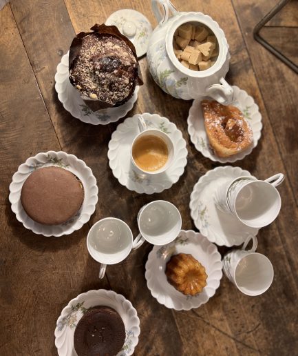 service à café fleuri